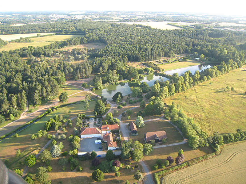 This aerial view from a balloon flight over Marks Hall near Earls Colne Essex shows some of the remaining buildings and the large walled gardens which allude to the much larger Jacobean mansion that was sadly demolished due to disrepair in 1950. After much renovation during the 1970&rsquo;s and 80&rsquo;s the arboretum which is one of the largest in the country was opened to the public in 1993.