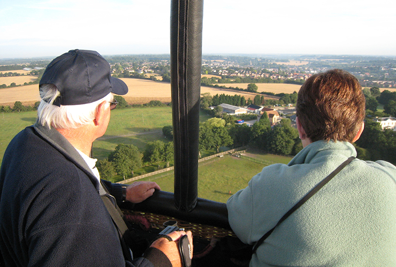 Appreciating an aerial view of Chelmsford from a distance on a hot air balloon flight with Essex Balloons