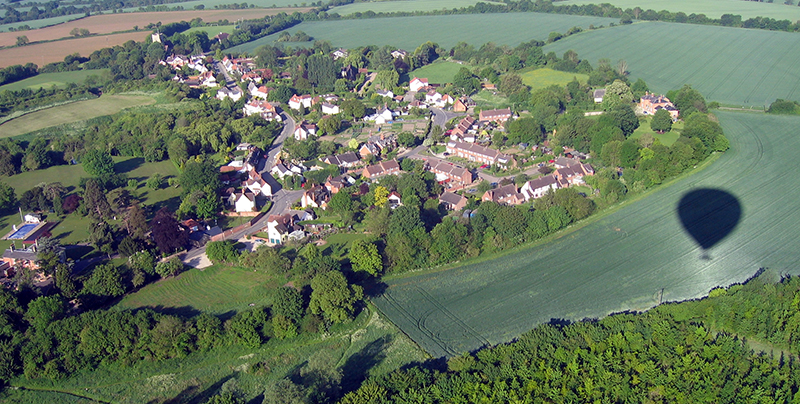 The remains of the 11th Century Norman castle at Pleshey are a great view on a balloon ride from Newland Hall or other of our Essex Balloon ride take off sites near Chelmsford.