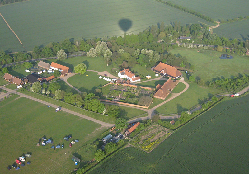 The two barns at Cressing Temple mark the site of the first Knights Templar lands recorded in England and are probably the finest remaining barns in Europe from this period. The walled gardens are clearly visible in both these pictures taken by Essex Balloons