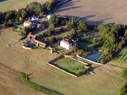 Aerial view on an Essex Balloon flight near Gosfield Village.